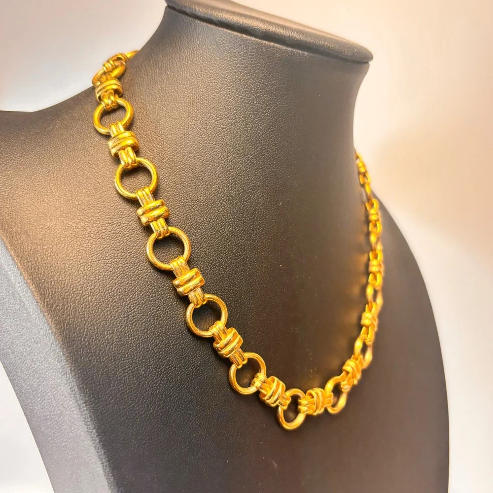 Vintage Gold Chunky Link Chain Necklace Statement Boho Chic Minimalist 90s